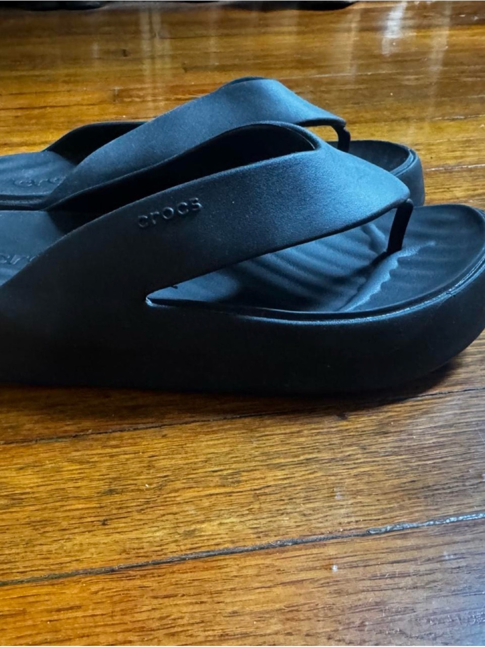 CROCS Women's Black Platform Flip Sandals